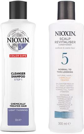 Nioxin System 5 Zestaw Przeciw Wypadaniu Do Włosów Normalnych I Lekko Przerzedzonych Po Zabiegach Chemicznych: Szampon 300Ml + Odżywka 300Ml