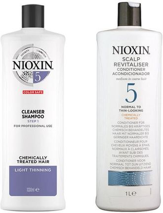 Nioxin System 5 Zestaw Przeciw Wypadaniu Do Włosów Normalnych I Lekko Przerzedzonych Po Zabiegach Chemicznych: Szampon 1000Ml + Odżywka 1000Ml