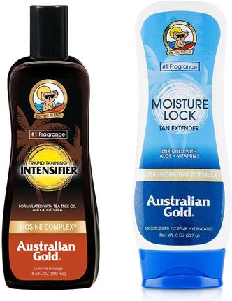 Australian Gold Rapid Tanning Intensifier Lotion And Moisture Lock Zestaw Do Opalania: Mleczko Przyspieszające Opalanie 250Ml + Balsam 227G