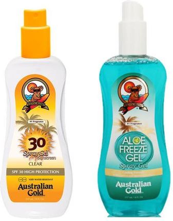 Australian Gold Spf 30 Spray Gel&Aloe Freeze Spray Spray Do Opalania 237Ml + Chłodzący Spray Po Opalaniu 237Ml