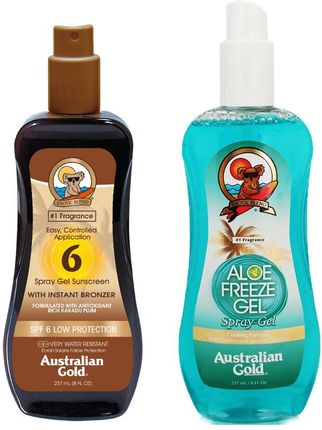 Australian Gold Spf 6 Spray Gel Bronzer&Aloe Freeze Spray Spray Do Opalania Z Bronzerem 237Ml + Chłodzący Spray 237Ml