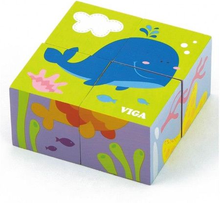 Viga Toys Drewniana Układanka Morze Puzzle Klocki 4El. 50161