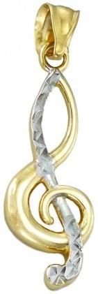 Norbisrebro Złoty Diamentowany Klucz Wiolinowy - Pr. 585 Idrklucz6