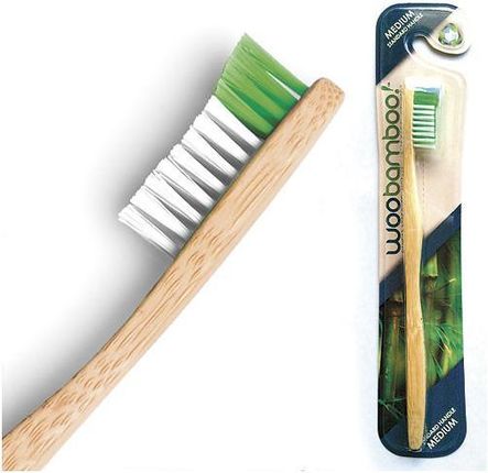 Woobamboo Adult Standard Handle Toothbrush Medium Bambusowa Szczoteczka Do Zębów Średnia Twardość Zielona 