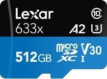 Lexar 633X microSDXC 512GB 100R/70W UHS-I U3 Class 10 + Adapter (LSDMI512BBEU633A)