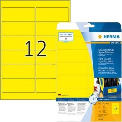 Herma Wodoodporne Etykiety Foliowe, Żółte, A4, 99,1 X 42,3 Mm, Wyjątkowo Silna Przyczepność - 8029