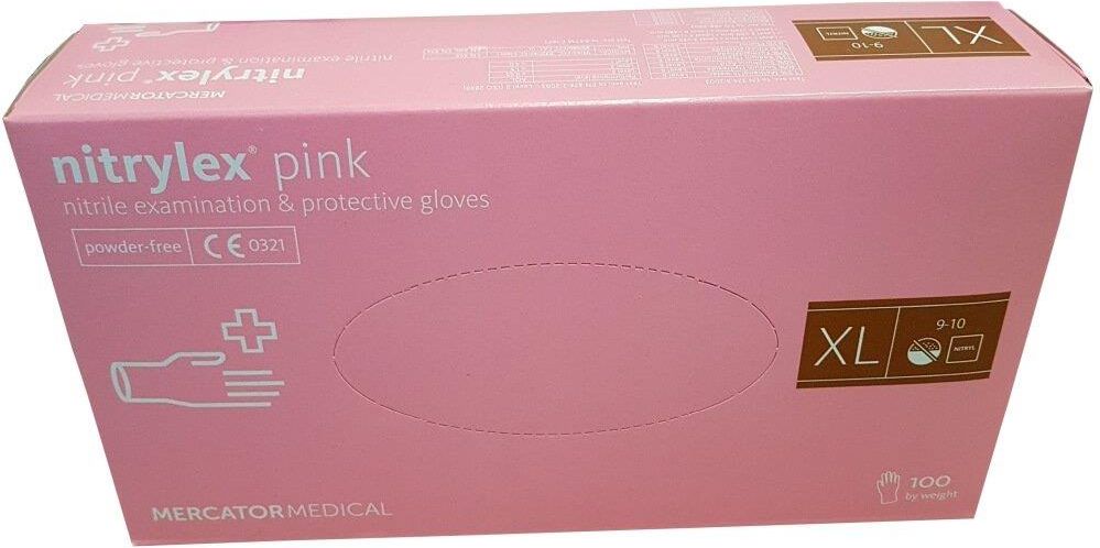MERCATOR MEDICAL Guanti Nitrylex® Pink Monouso - XS, 100 Pezzi, Rosa, Senza Lattice