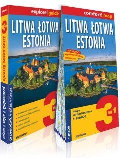 Litwa Łotwa Estonia 3w1 przewodnik + atlas + mapa