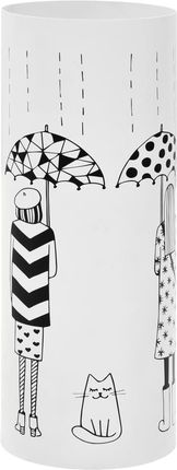 Stojak na parasole, wzór z kobietami i kotem biały