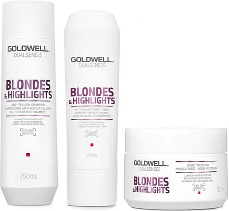 Goldwell Blondes and Highlights zestaw do włosów blond: szampon 250ml + odżywka 200ml + maska 200ml