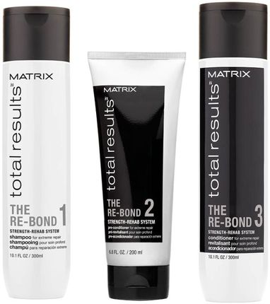 Matrix Total Results Re-Bond Regenerujący zestaw do włosów bardzo zniszczonych: szampon 300ml + intensywna odżywka 200ml + odżywka 300ml