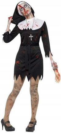 Strój halloween Zombie zakonnica Czarny trup roz S