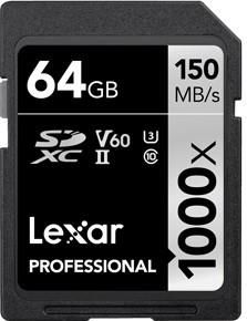 Lexar Pro 1000X SDHC 64GB 150R/90W UHS-II U3 Class 10 (LSD64GCB1000)