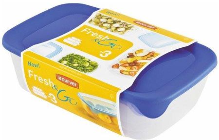 Curver Zestaw Pojemników Na Żywność Fresh&Go 2L+1L+0,5L Niebieski Transparentny 182598