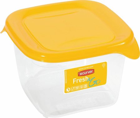 Curver Pojemnik Na Żywność Kwadratowy Fresh&Go 0,45L Żółty Transparentny 182243 