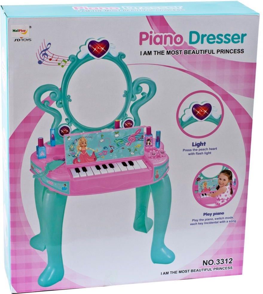 Malplay Toaletka Z Pianinkiem 3W1 - Lustro Pianino Suszarka (216834)