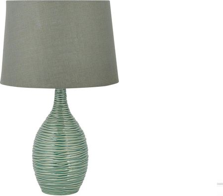 Beliani Lampa stołowa zielona poliestrowy abażur prążkowana podstawa z ceramiki Atsas