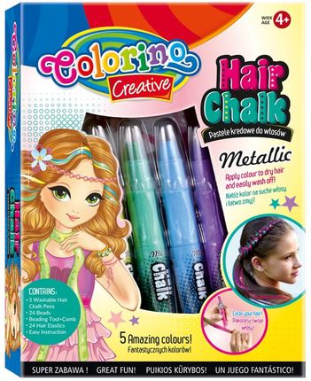Colorino Kids Zestaw pasteli kredowych do włosów 5 szt Metalic 37046PTR