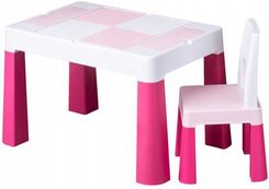 Baby Tega Multifun Mamut Komplet Krzesełko + Stolik Zestaw Plansza Lego Róż