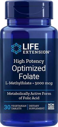 Life Extension High Potency Optimized Folate L-Methylfolate 5000Mcg 30Tabs