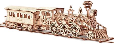 Wood Trick Puzzle Mechaniczne 3D Lokomotywa R17 Z Wagonem I Torami 