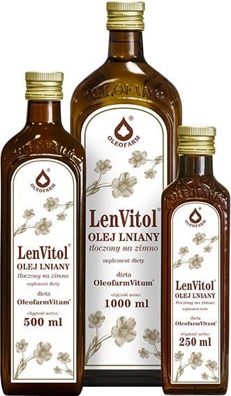 Oleofarm Lenvitol Lniany Tłoczony Na Zimno 1000Ml - zdjęcie 1 Oleofarm Lenvitol Lniany Tłoczony Na Zimno 1000Ml