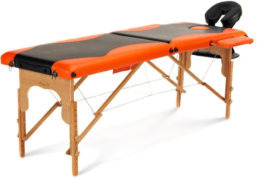 Łóżko do masażu 2 segmentowe BODYFIT, czarno-pomarańczowe, 216x82 cm - Sport 