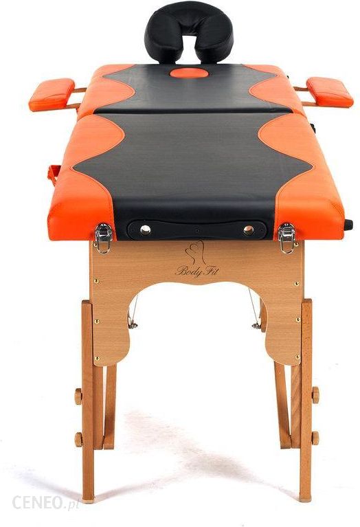 Łóżko do masażu 2 segmentowe BODYFIT, czarno-pomarańczowe, 216x82 cm - Sport 