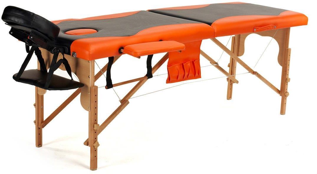 Łóżko do masażu 2 segmentowe BODYFIT, czarno-pomarańczowe, 216x82 cm - Sport 