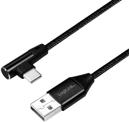 LogiLink USB-C 0,3m kątowy czarny (CU0137)