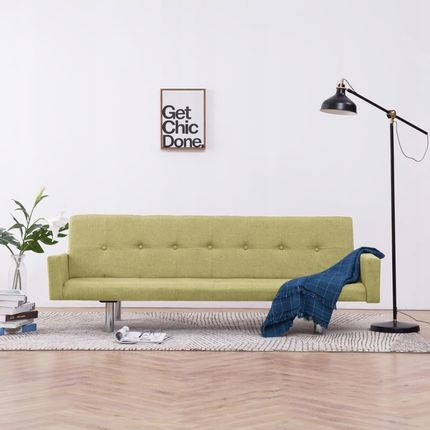 Sofa rozkładana z podłokietnikami, zielona, polies