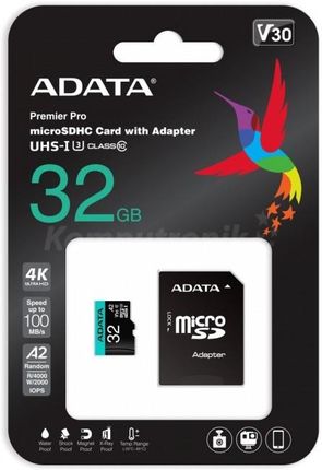 ADATA Premier Pro microSDHC 32GB 0R/80W UHS-I U3 Class A2 V30S