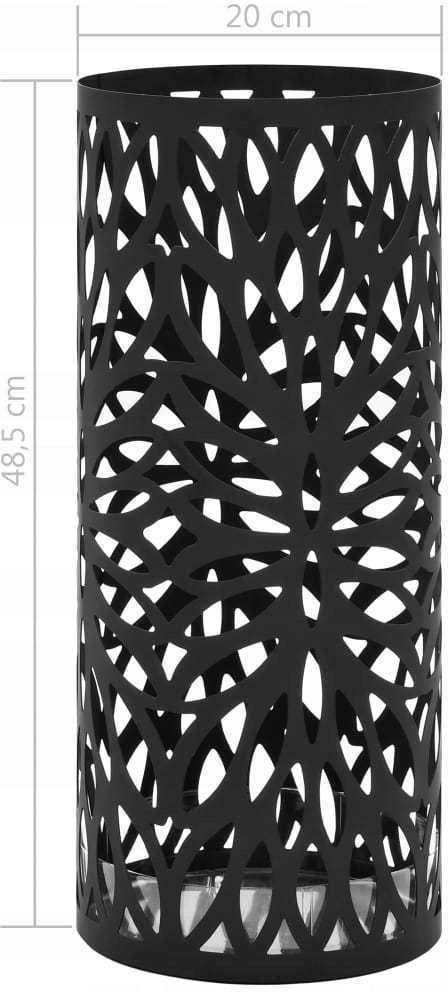 Stojak na parasole, design w liście, stalowy, czar - zdjęcie 1 Stojak na parasole, design w liście, stalowy, czar
