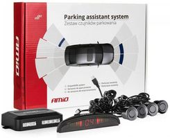 Czujniki parkowania AMiO z wyświetlaczem LED i buzzerem, 4 sensory 22mm, czarne - Autoalarmy