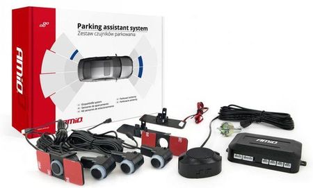 Czujniki parkowania AMiO z buzzerem, 4 sensory wewnętrzne 14/18mm, czarne