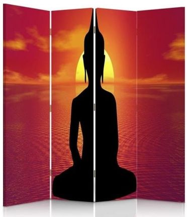 Feeby Parawan Pokojowy Czteroczęściowy Dwustronny Canvas Medytacja Buddy (1349312400849)
