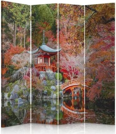 Feeby Parawan Pokojowy Czteroczęściowy Dwustronny Canvas Ogród W Stylu Japońskim (1351412400870)