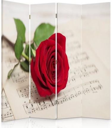 Feeby Parawan Pokojowy Czteroczęściowy Dwustronny Canvas Róża Na Nutach (1353912400895)