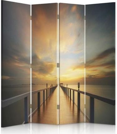 Feeby Parawan Pokojowy Czteroczęściowy Dwustronny Canvas Widok Zachodzącego Słońca Na Pomoście (1360212400958)