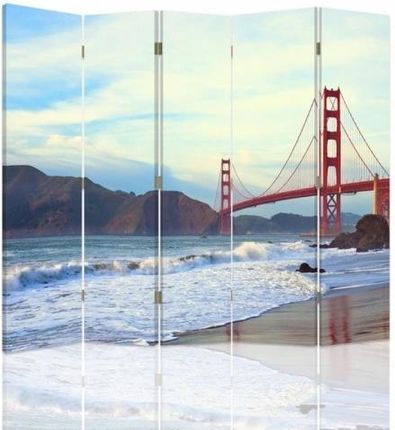 Feeby Parawan Pokojowy Pięcioczęściowy Dwustronny Canvas Golden Gate Bridge (1376012401115)