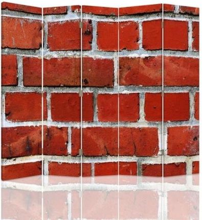 Feeby Parawan Pokojowy Pięcioczęściowy Dwustronny Canvas Mur Z Cegły Czerwonej (1388112401235)
