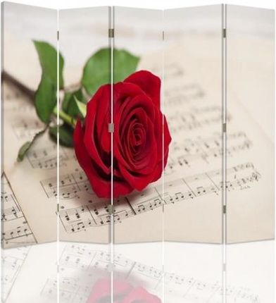 Feeby Parawan Pokojowy Pięcioczęściowy Dwustronny Canvas Róża Na Nutach (1393512401289)