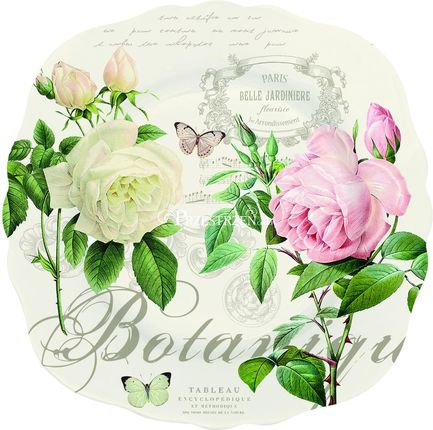 Nuova R2S Porcelanowy Talerz Deserowy Róże Jardin Botanique (1176Jarb)