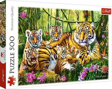 Trefl Puzzle 500el. Rodzina Tygrysów 37350