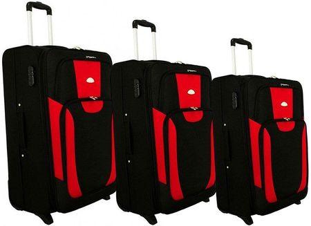 Zestaw 3 walizek PELLUCCI 1003 Czarno Czerwone - czarny || czerwony