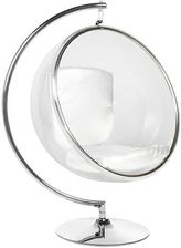 King Home Fotel Bubble Stand Biała Podstawa Chrom Korpus Akryl Poduszka Ekoskóra 44793Uniw