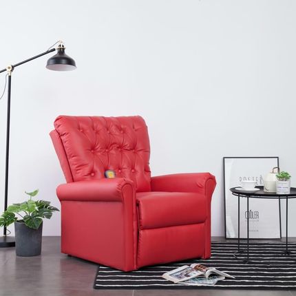 vidaXL Elektryczny Fotel Do Masażu Z Regulacją Czerwony Ekoskóra Czerwony