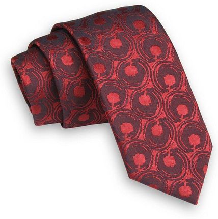 Ciemny Czerwony Krawat -Angelo di Monti- 6 cm, Męski, w Koła, Wzór Geometryczny KRADM1610