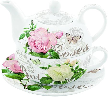 Nuova R2S Porcelanowa Filiżanka I Czajniczek Do Herbaty Tea 4 One Róże Jardin Botanique (104 Jarb)