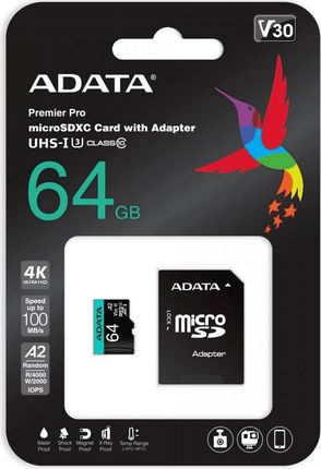 Adata microSDXC 64GB PremierPro UHS-I U3 C30 Class 10 (AUSDX64GUI3V30SA2RA1)